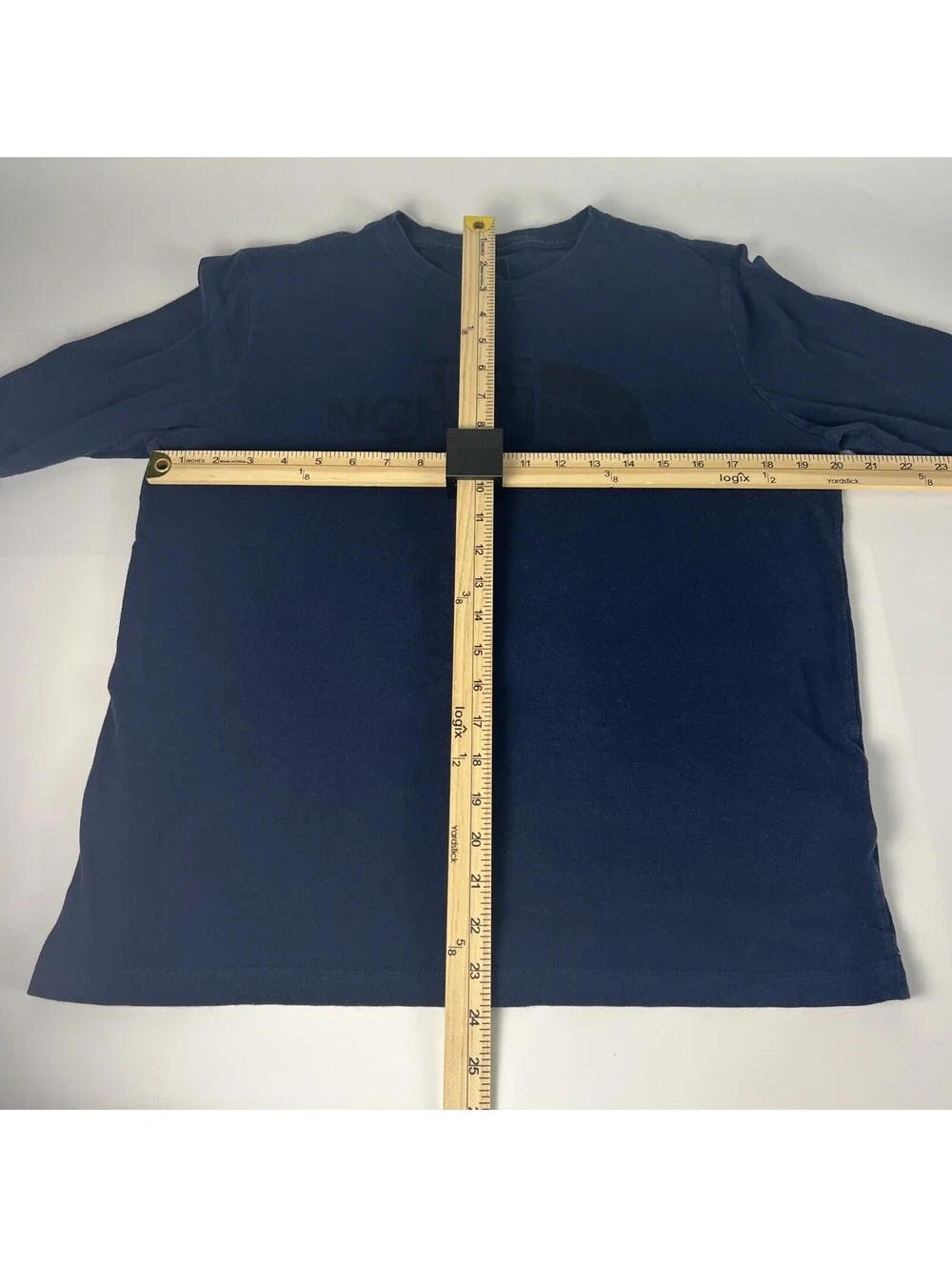 The North Face Long Sleeve Tee Shirt-Navy Blue/ Black Logo-Women's Large